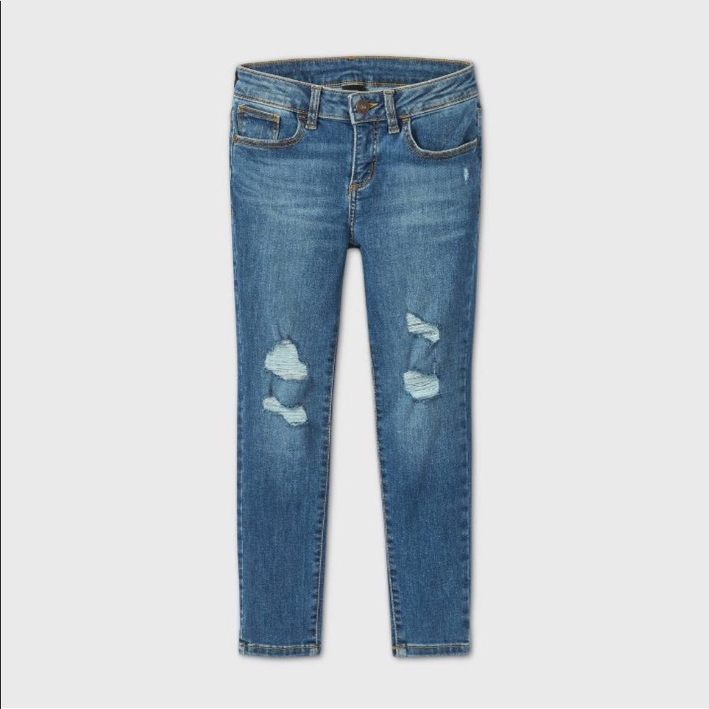 Girls Distressed Mid-rise Jeans